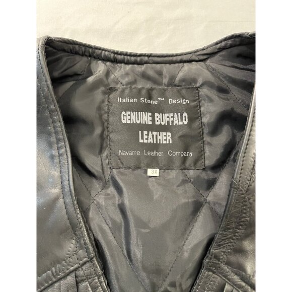 Genuine Buffalo Leather Naverre Leather Vest Men XXXL Italian Stone Fringe - Picture 3 of 10